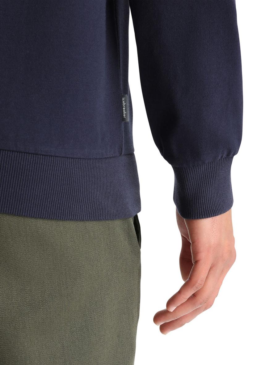 Men's Icebreaker Merino Central II Long Sleeve Sweatshirt Hoodie Midnight Navy | CA 1672ILHS